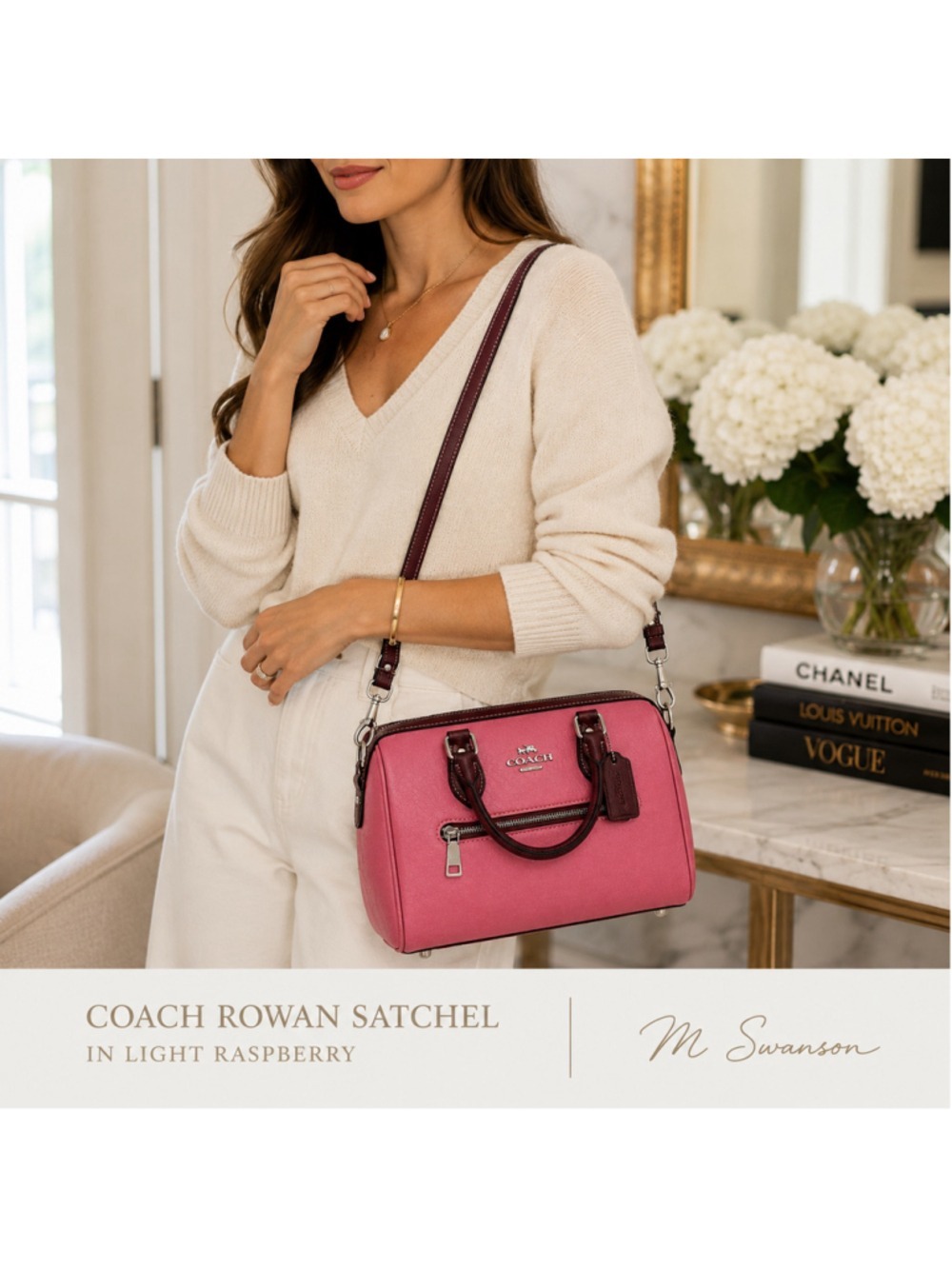 NEW Coach Rowan Satchel Light Raspberry Multi Crossgrain Leather CH317 | NWOT - Picture 7 of 8